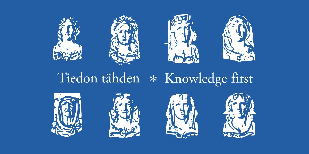 Illustration med texten Tiedon tähden, Knowledge First