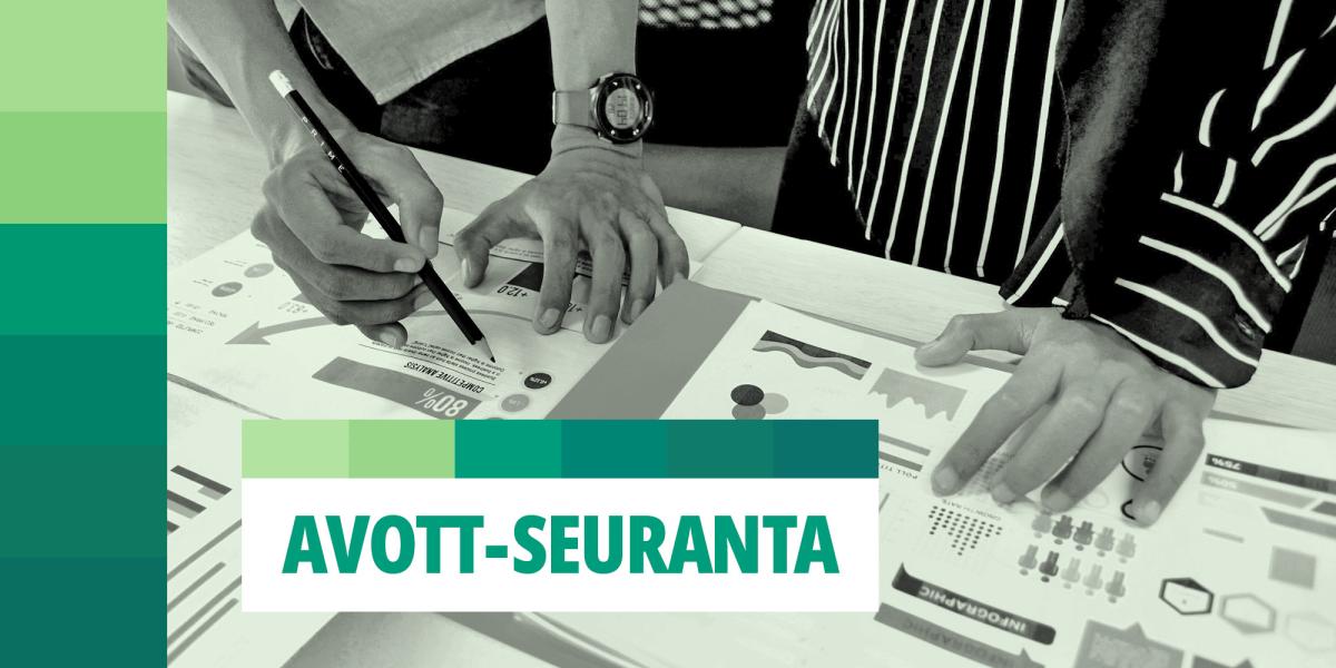 Kuvituskuva, jossa on teksti AVOTT-seuranta sekä taustalla työskenteleviä ihmisiä.
