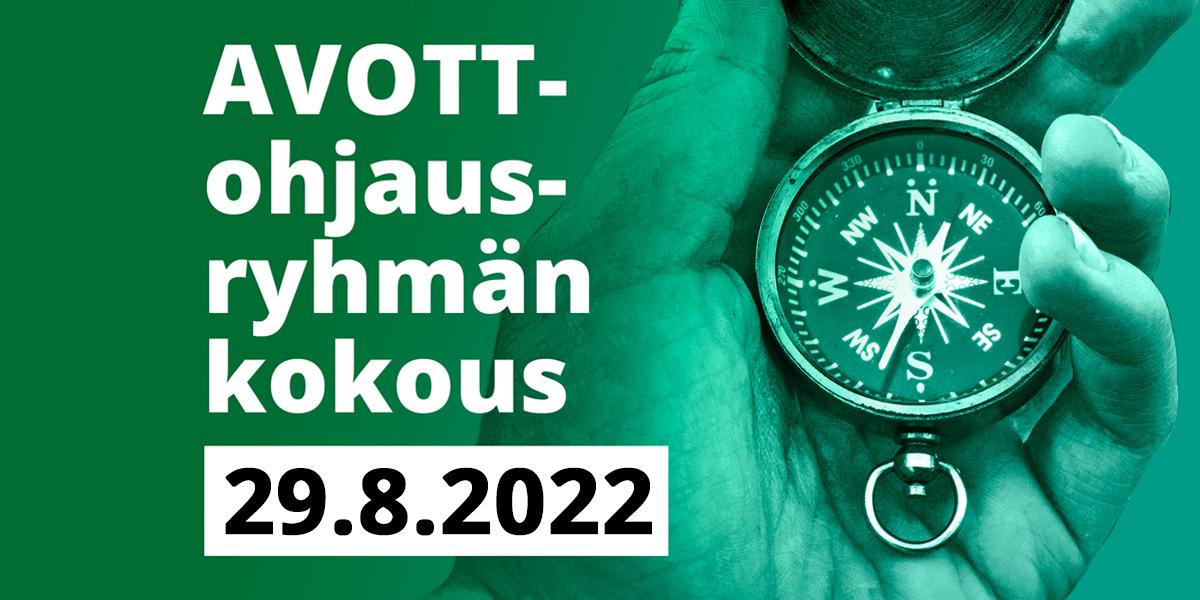 Kuvituskuva, jossa teksti AVOTT-ohjausryhmän kokous 29.8.2022.