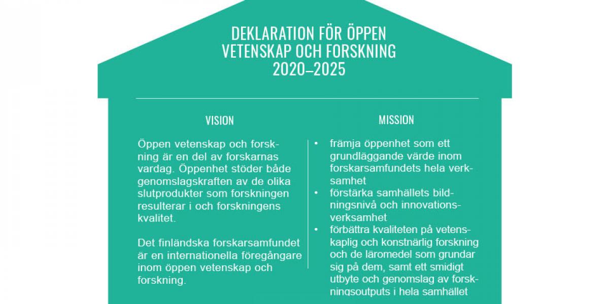 Deklaration för öppen vetenskap innehåller en vision och en mission.