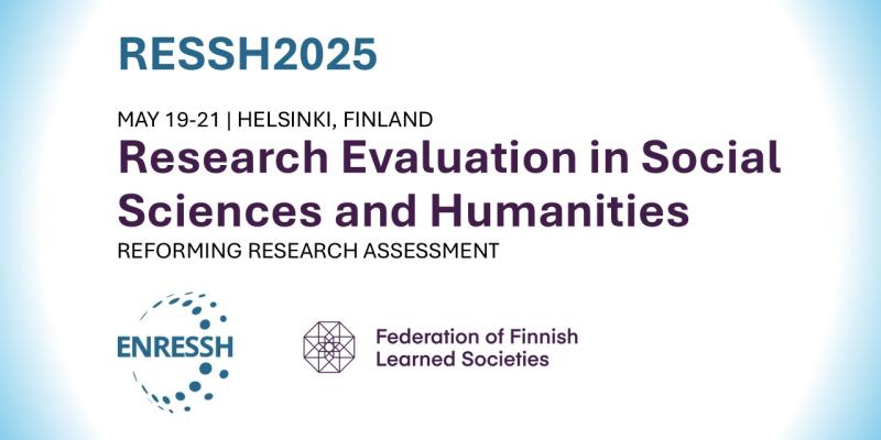 RESSH2025. Research evaluation in social sciences and humanities. May 19-21, Helsinki, Finland. Logos of ENRESSH and TSV.