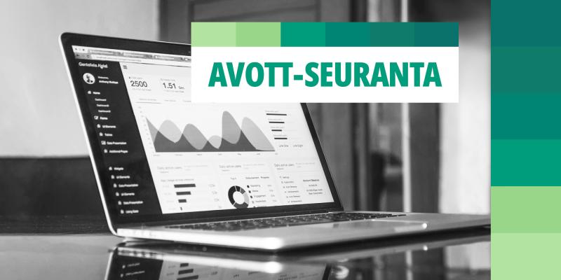 Kuvituskuvassa teksti AVOTT-seuranta ja tietokoneen näyttö, jossa erilaisia kuvaajia.