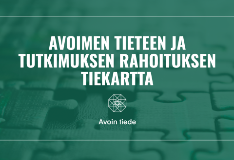 Kuvituskuva, jossa on otsikko: Avoimen tieteen ja tutkimuksen rahoituksen tiekartta. 