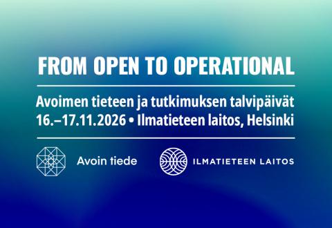 Kuvassa on teksti: Avoimen tieteen ja tutkimuksen talvipäivät 16.-17.12.2026.