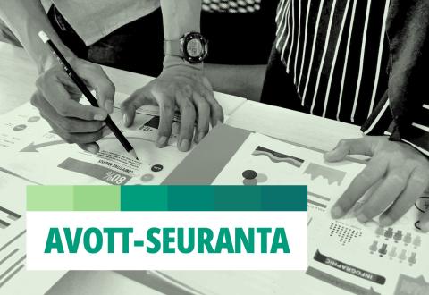 Kuvituskuva, jossa on teksti AVOTT-seuranta sekä taustalla työskenteleviä ihmisiä.